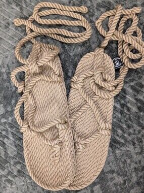 Nomadic State Of Mind Rope Sandals Wrap Tie Beige Boho Women's Size 7.5-8 (38)